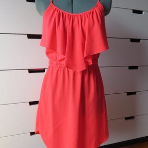 American Eagle Outfitter Pink/Coral Ruffle Sun Dress Size Small